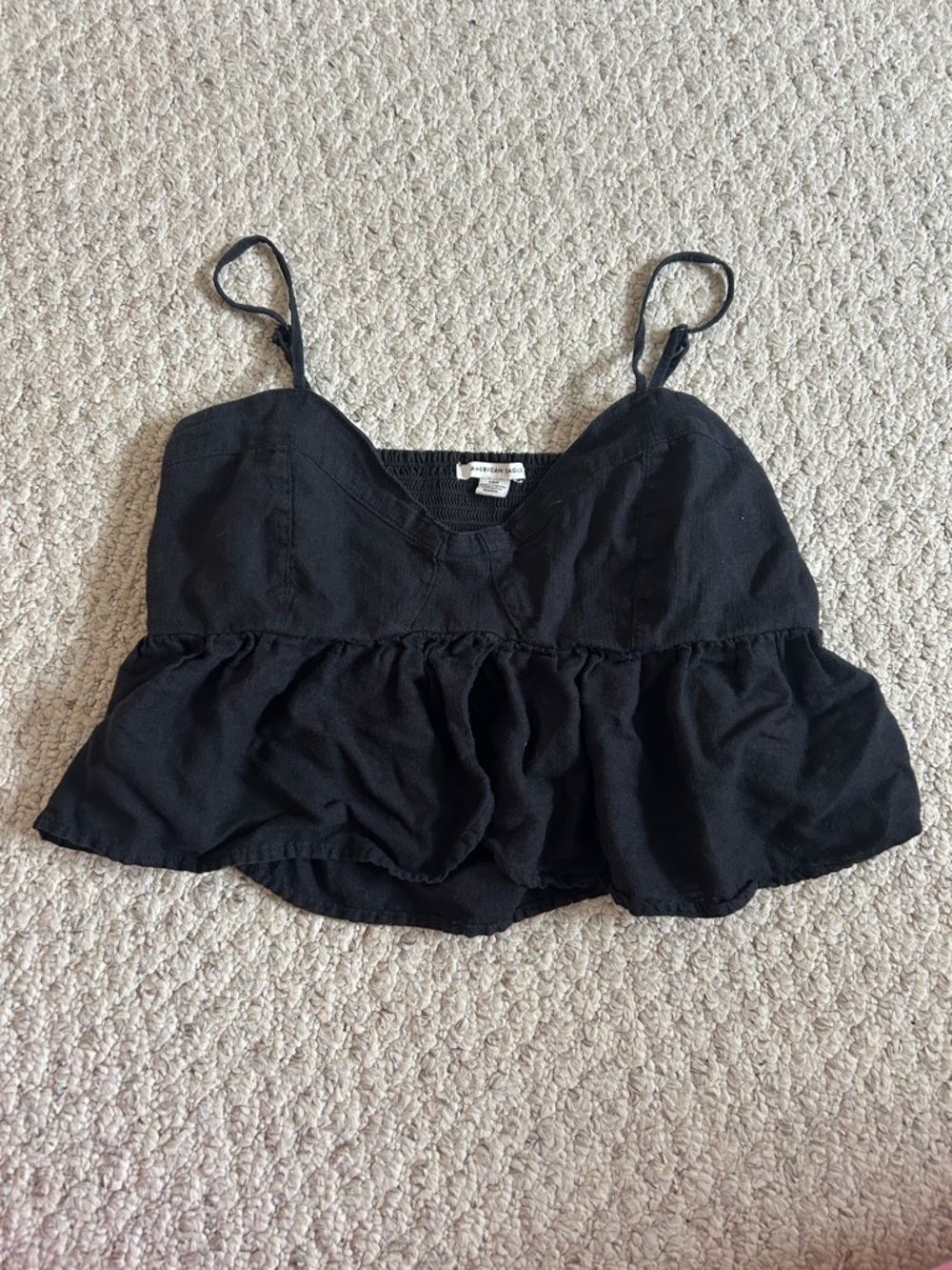 American Eagle Outfitters Black Ruffle Hem Cami Babydoll top